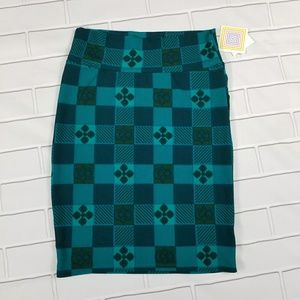 LuLaRoe Cassie Blue Green Plaid Large